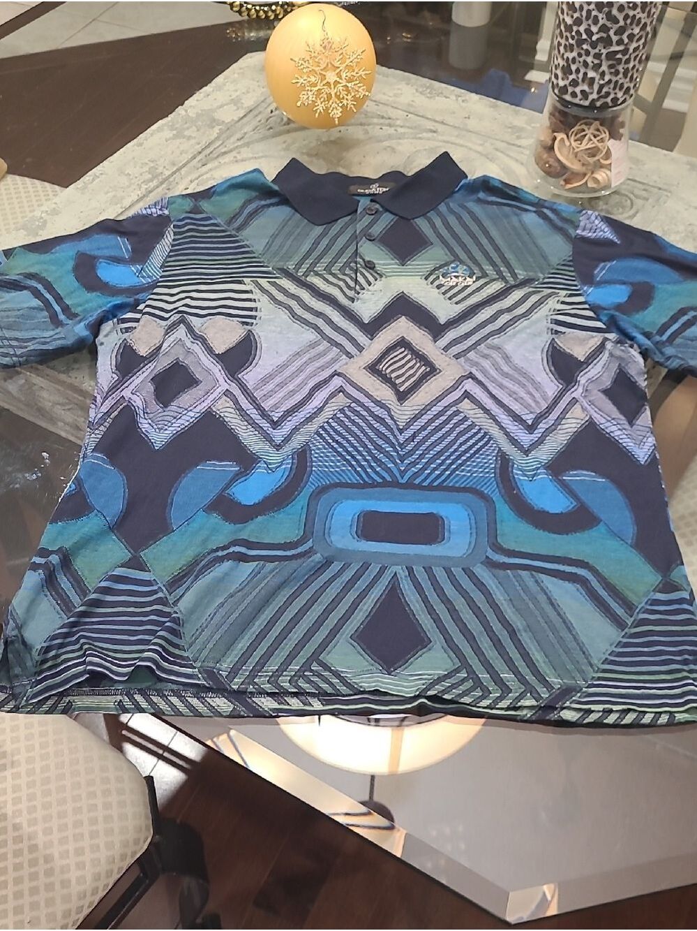 Bugatchi Uomo Mens Abstract Large Luxory Polo Golf Shirt Like New